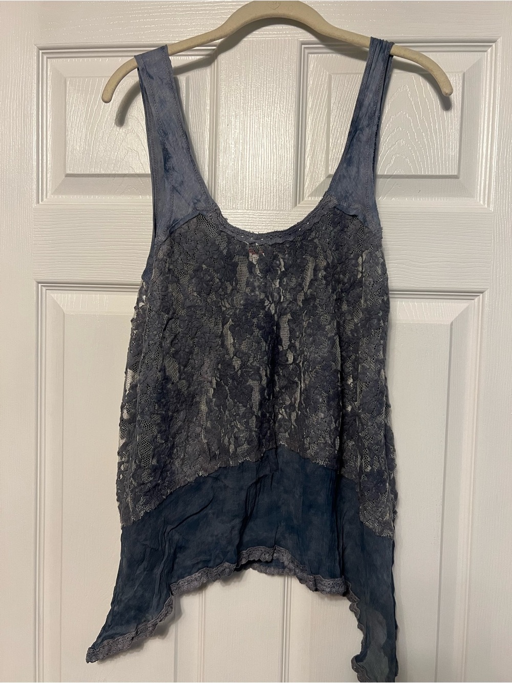 Scrapbook Slate Blue Lace Overlay Camisole